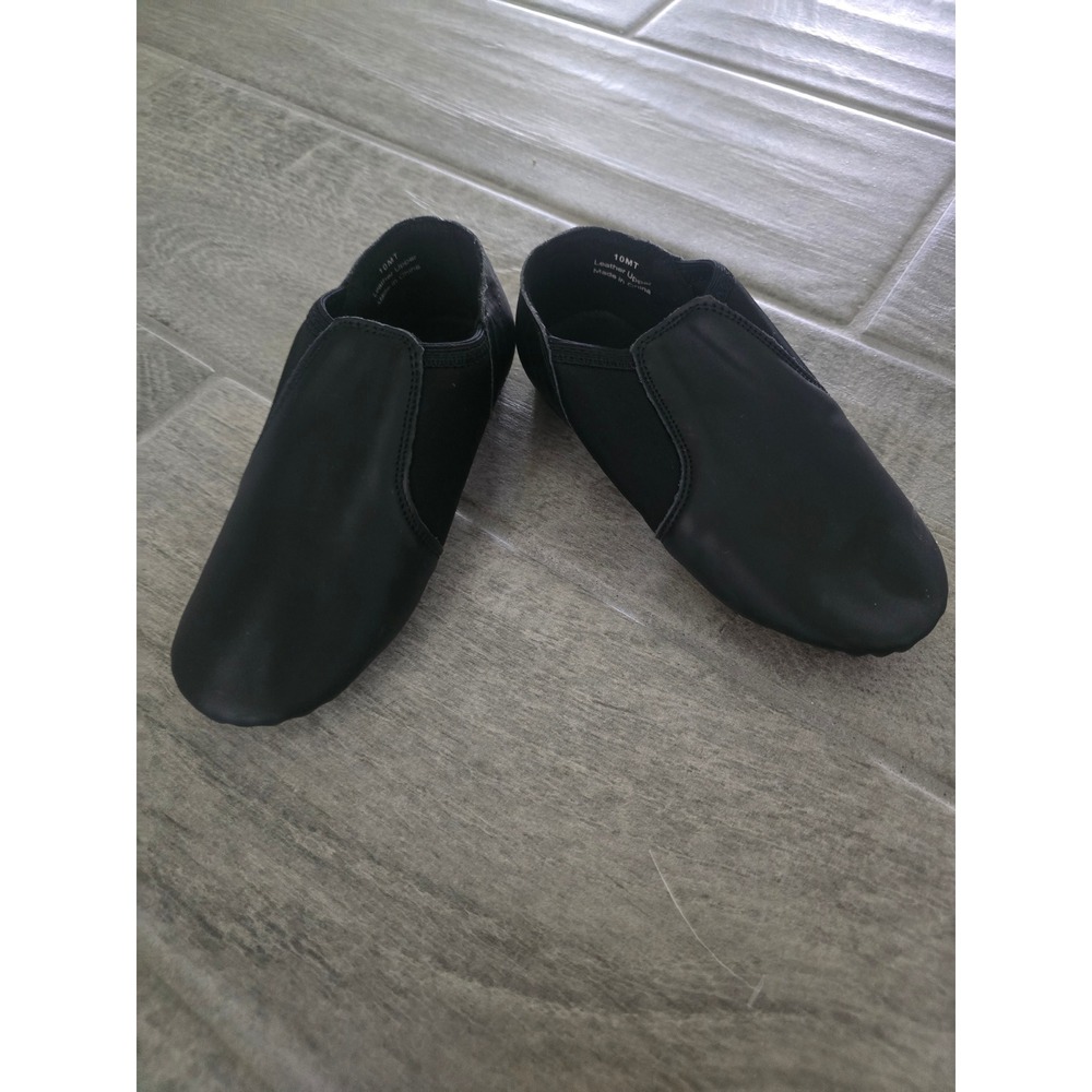 Stelle Kids Black Leather Slip On Jazz Shoes Split Sole Dance Size 10MT